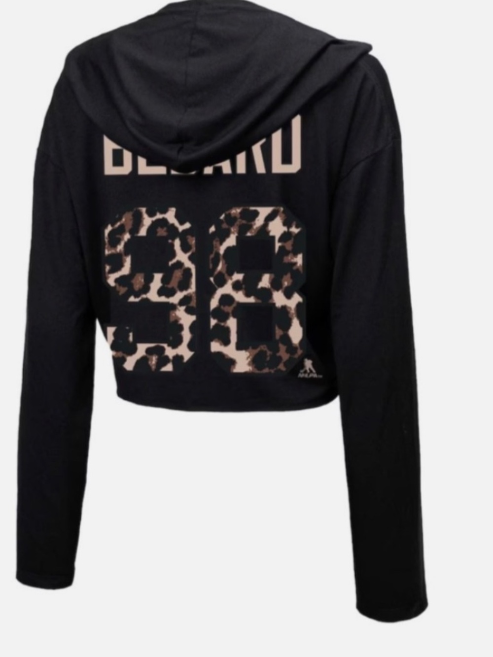 Chicago Blackhawks Connor Bedard Majestic Leopard Cropped Pullover Womens Hoodie